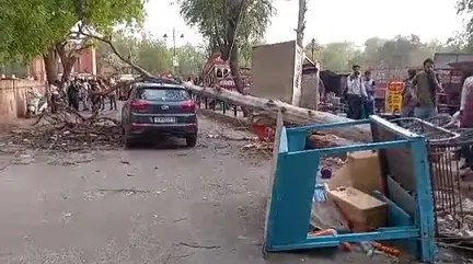 ओर इस अधिवक्ता पिता पुत्र की चलती कार पर गिरा पेड़,मची खलबली